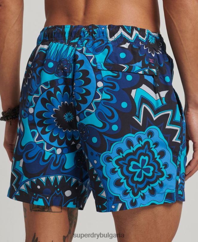 Superdry облекло N00H407 син мъже рециклирани бански шорти