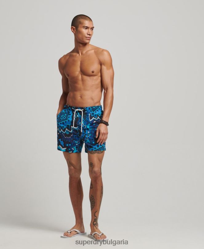 Superdry облекло N00H407 син мъже рециклирани бански шорти