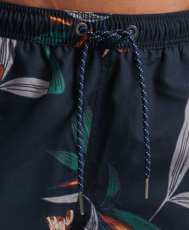 Superdry облекло N00H40 военноморски флот мъже хавайски рециклирани бански шорти
