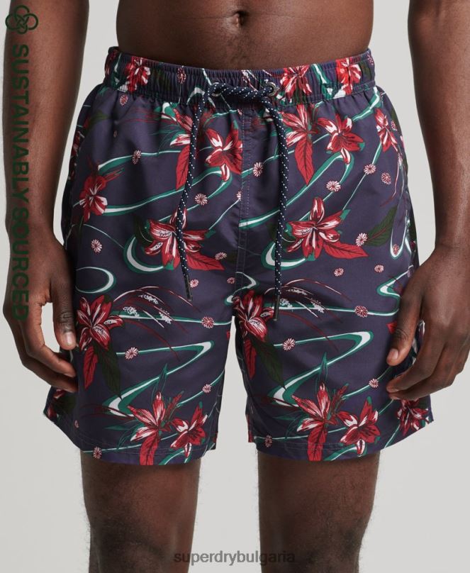 Superdry облекло N00H410 военноморски флот мъже рециклирани хавайски бански шорти