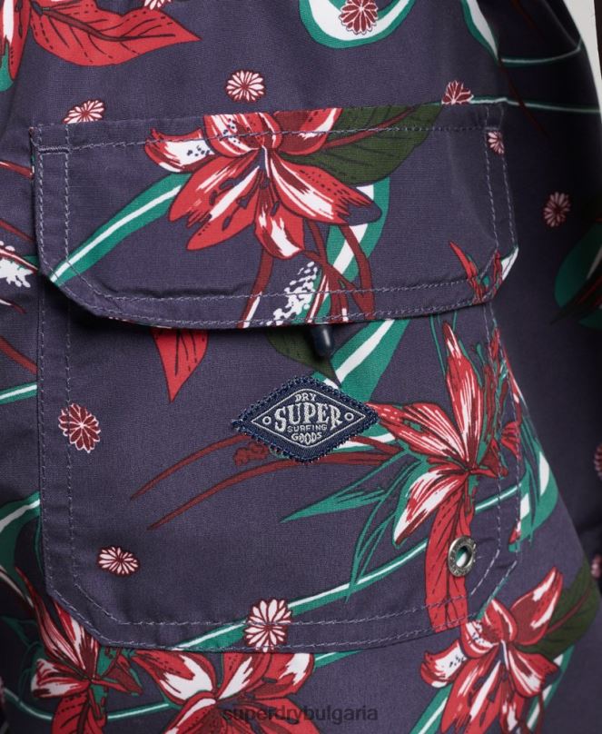 Superdry облекло N00H410 военноморски флот мъже рециклирани хавайски бански шорти