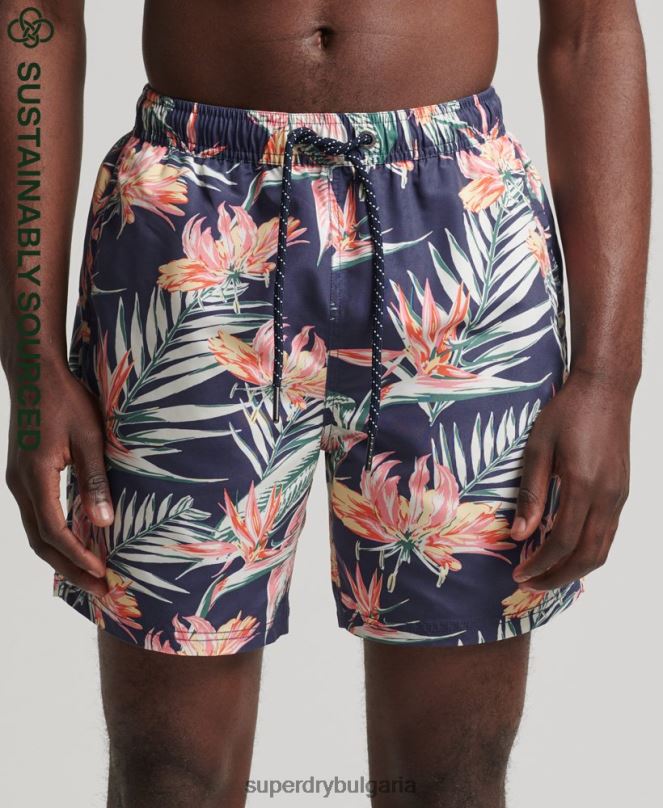 Superdry облекло N00H411 военноморски флот мъже рециклирани хавайски бански шорти