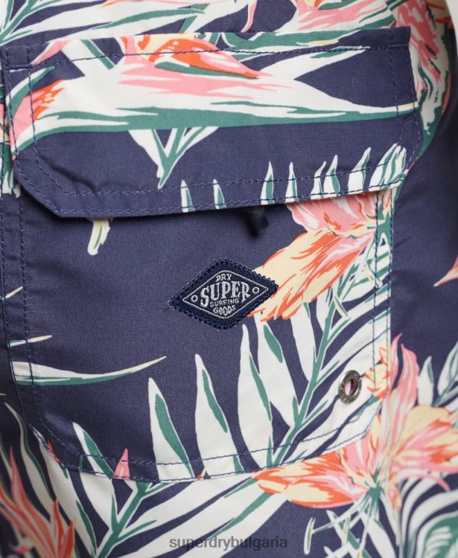 Superdry облекло N00H411 военноморски флот мъже рециклирани хавайски бански шорти