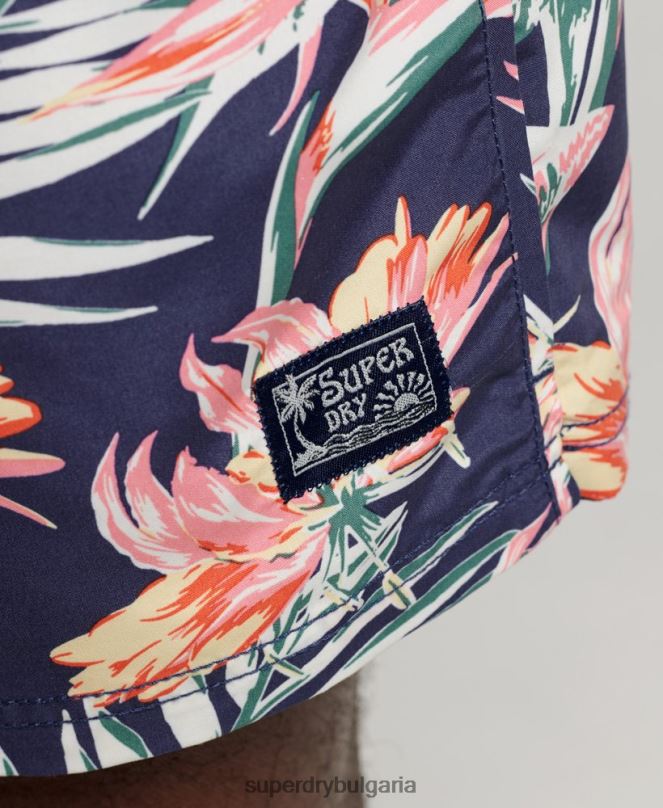 Superdry облекло N00H411 военноморски флот мъже рециклирани хавайски бански шорти