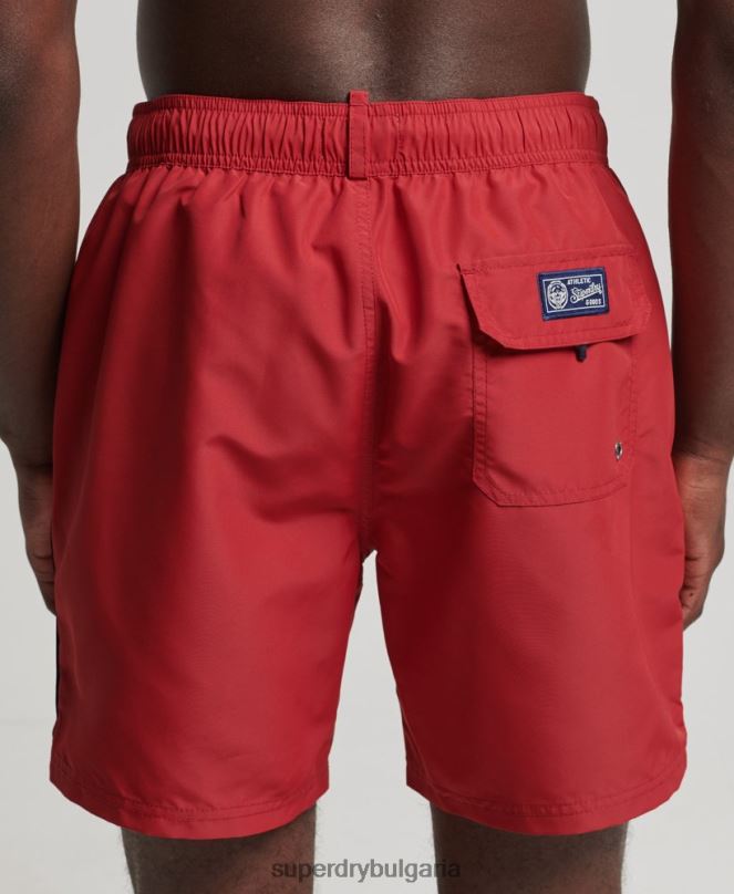 Superdry облекло N00H413 червен мъже винтидж университетски рециклирани бански шорти