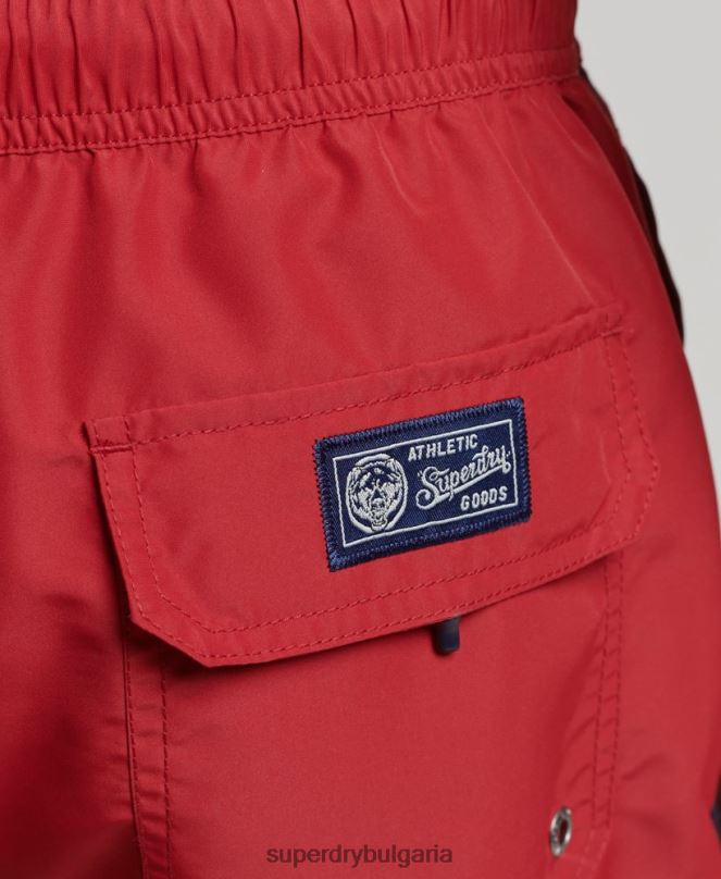 Superdry облекло N00H413 червен мъже винтидж университетски рециклирани бански шорти