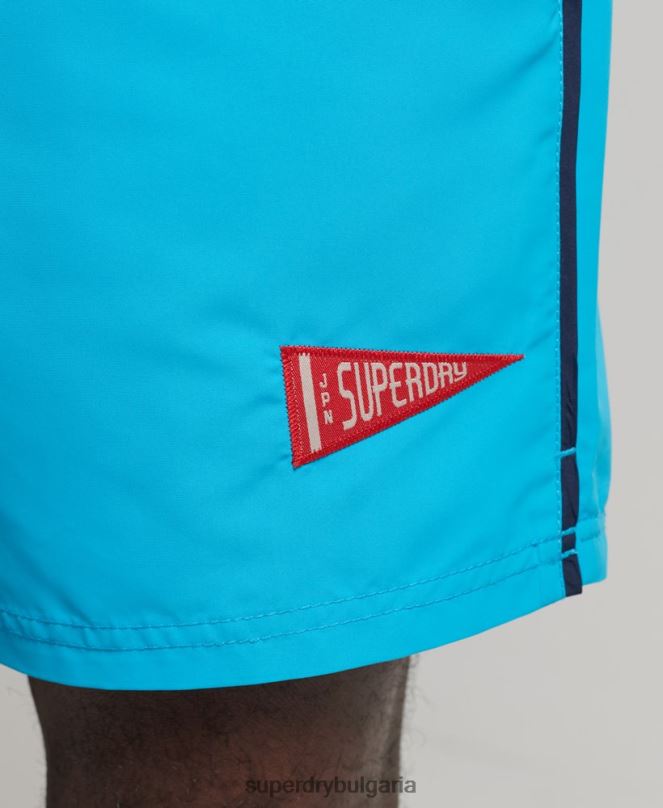 Superdry облекло N00H419 син мъже винтидж университетски рециклирани бански шорти