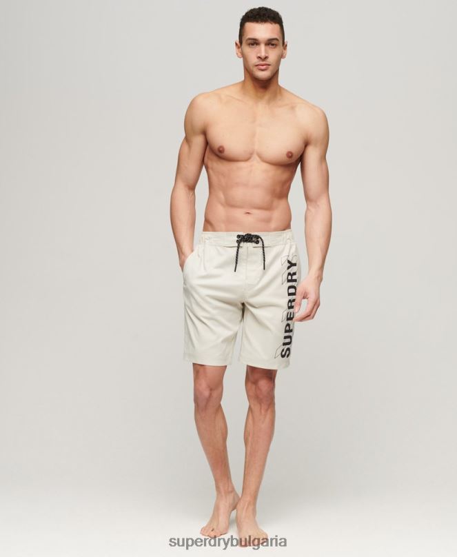 Superdry облекло N00H41 бежово мъже спортно облекло рециклирани шорти