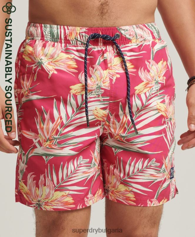 Superdry облекло N00H421 розово мъже рециклирани хавайски бански шорти