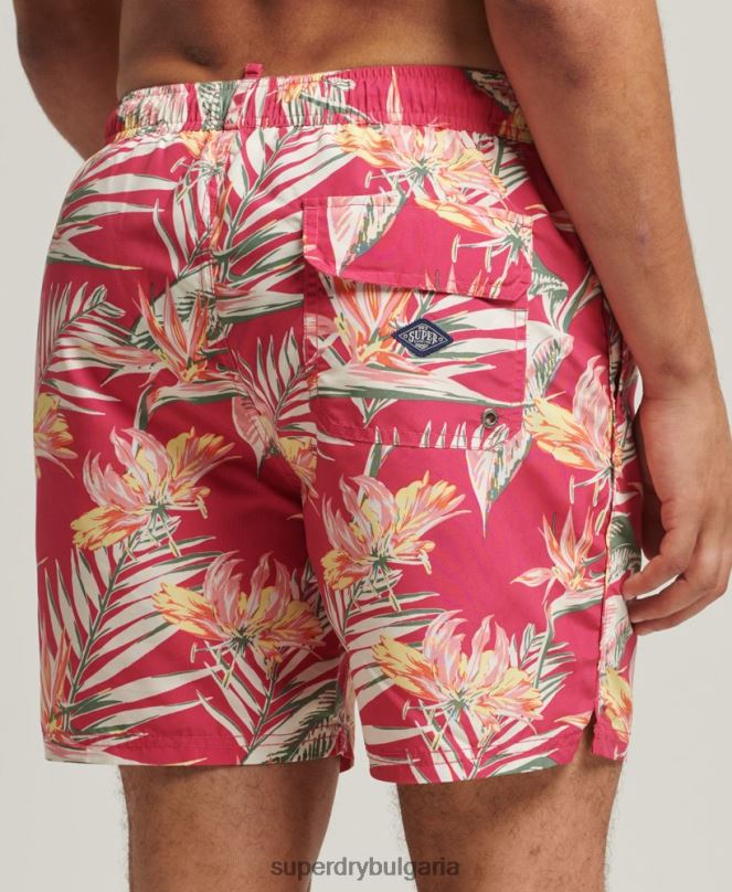 Superdry облекло N00H421 розово мъже рециклирани хавайски бански шорти