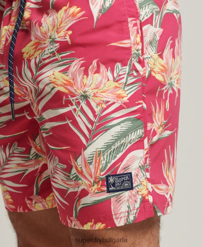 Superdry облекло N00H421 розово мъже рециклирани хавайски бански шорти