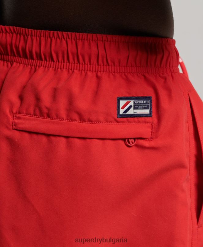 Superdry облекло N00H422 червен мъже 19-инчови рециклирани бански шорти с апликация