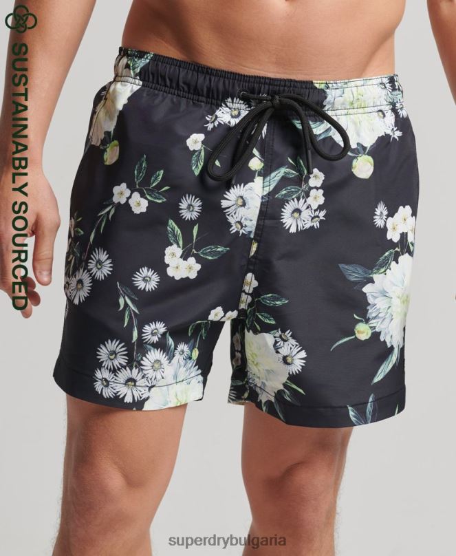 Superdry облекло N00H423 черен мъже студия рециклирани бански шорти