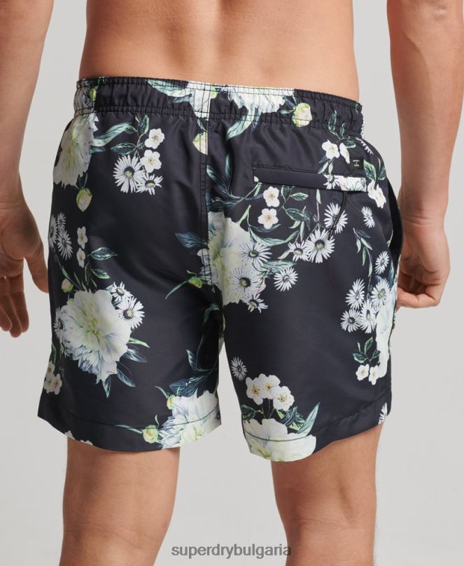 Superdry облекло N00H423 черен мъже студия рециклирани бански шорти