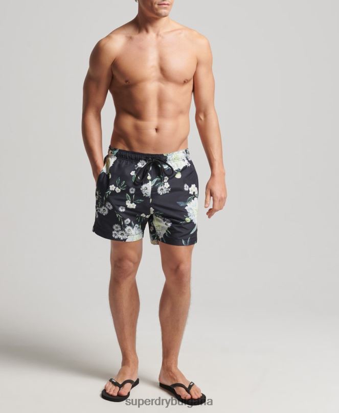 Superdry облекло N00H423 черен мъже студия рециклирани бански шорти