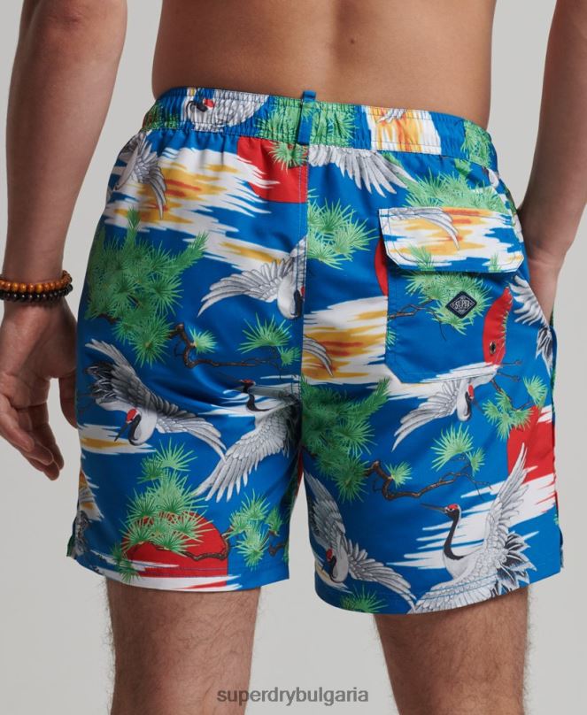 Superdry облекло N00H425 син мъже рециклирани хавайски бански шорти