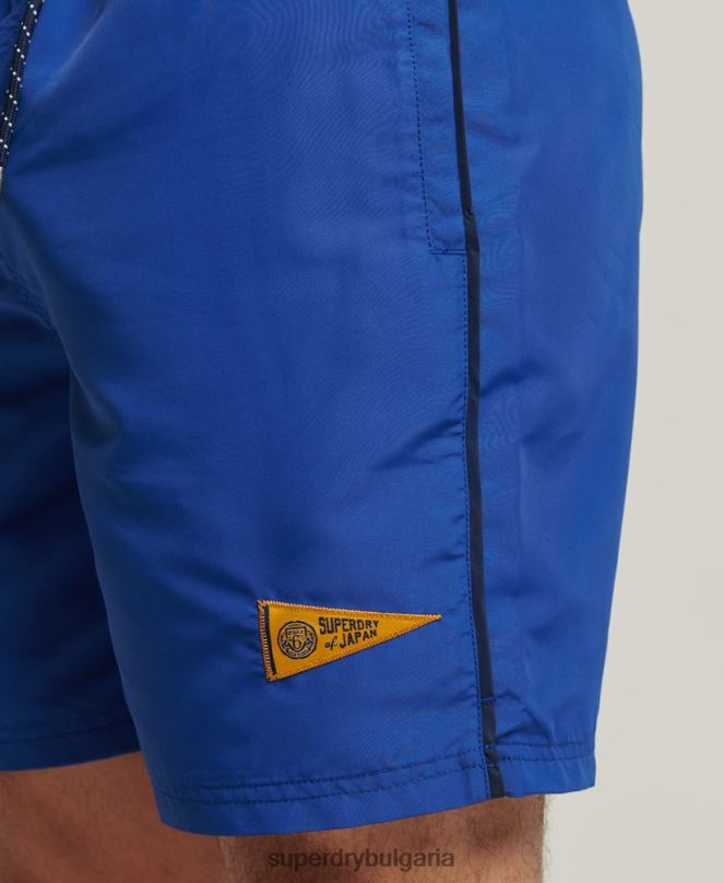 Superdry облекло N00H426 син мъже винтидж университетски рециклирани бански шорти