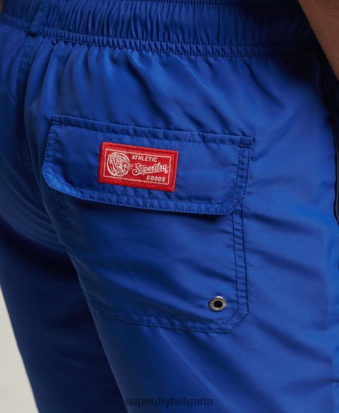 Superdry облекло N00H426 син мъже винтидж университетски рециклирани бански шорти