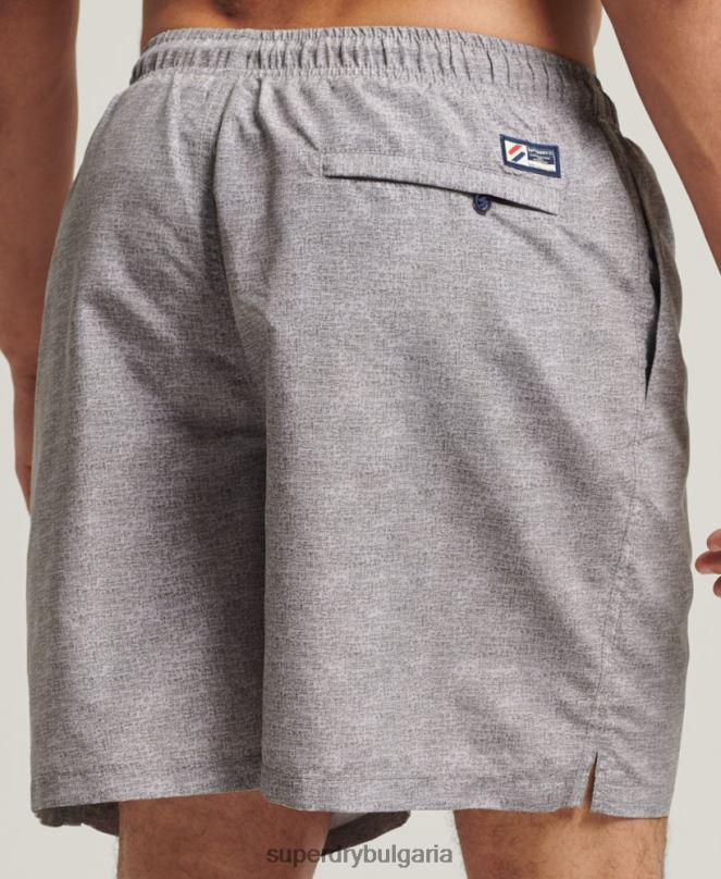 Superdry облекло N00H428 светло сив мъже 19-инчови рециклирани бански шорти с апликация