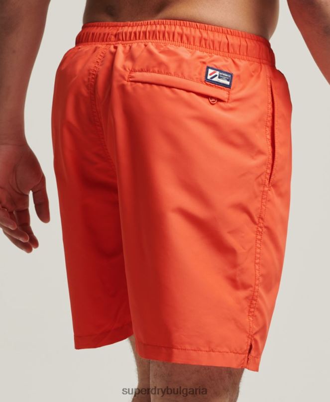 Superdry облекло N00H430 оранжево мъже 19-инчови рециклирани бански шорти с апликация