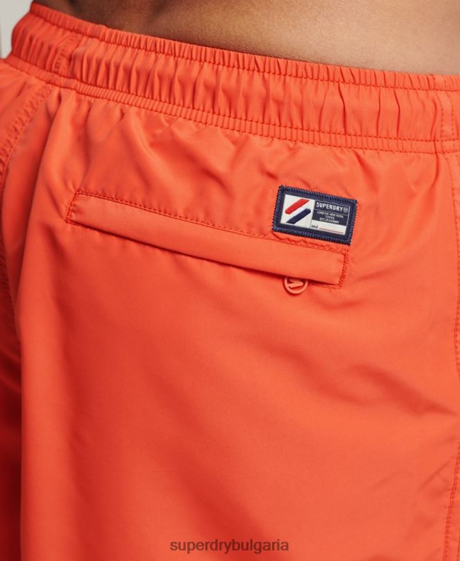 Superdry облекло N00H430 оранжево мъже 19-инчови рециклирани бански шорти с апликация
