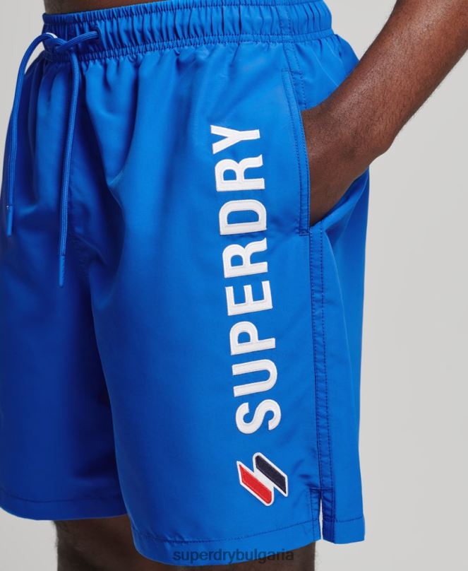 Superdry облекло N00H433 син мъже 19-инчови рециклирани бански шорти с апликация