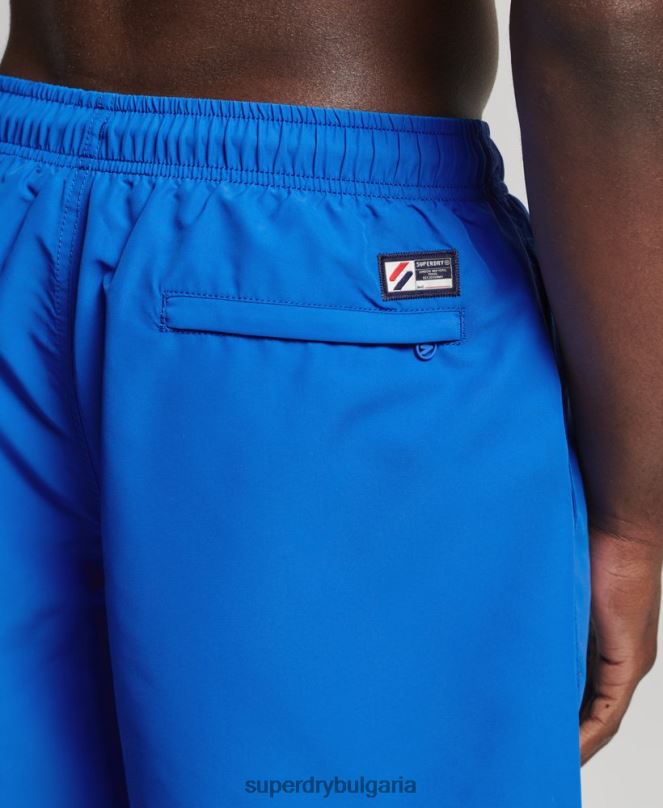 Superdry облекло N00H433 син мъже 19-инчови рециклирани бански шорти с апликация