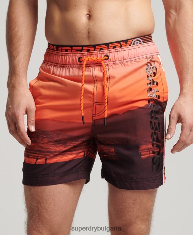 Superdry облекло N00H438 оранжево мъже държавни плувни шорти за волейбол