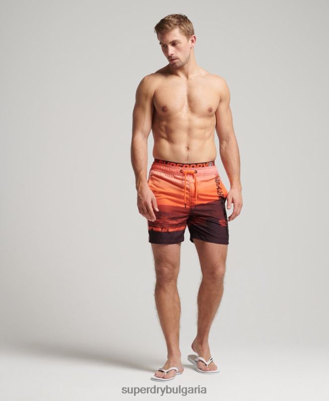 Superdry облекло N00H438 оранжево мъже държавни плувни шорти за волейбол