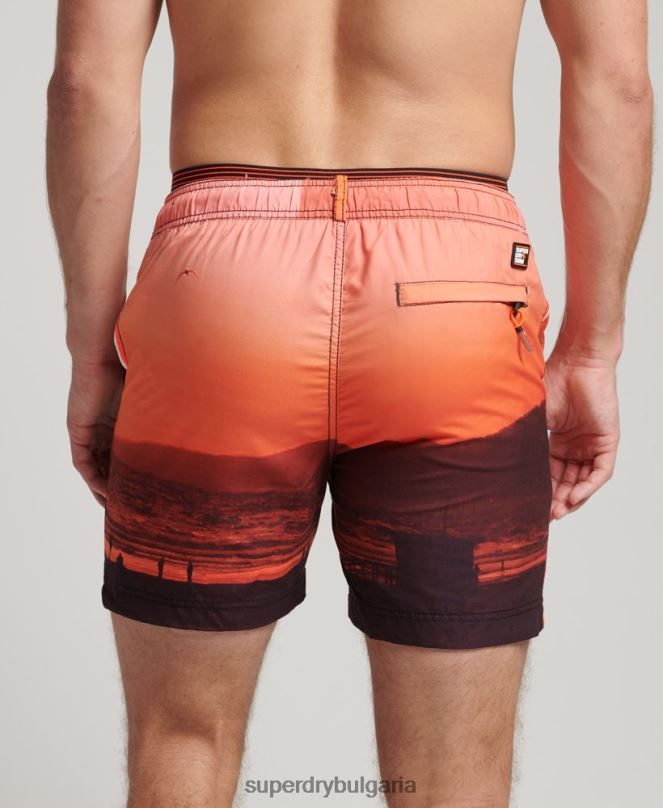 Superdry облекло N00H438 оранжево мъже държавни плувни шорти за волейбол