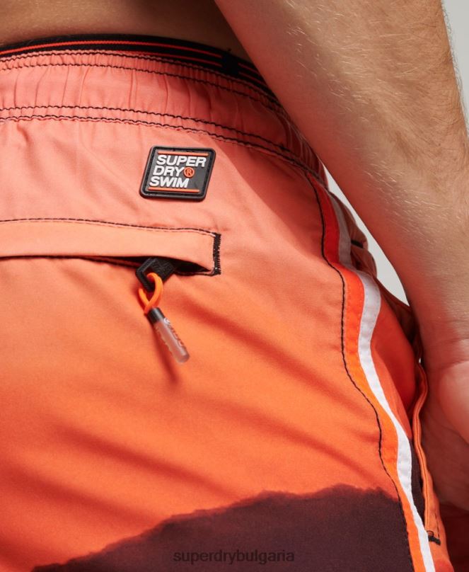 Superdry облекло N00H438 оранжево мъже държавни плувни шорти за волейбол