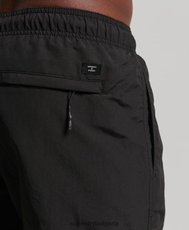Superdry облекло N00H440 черен мъже студия рециклирани бански шорти