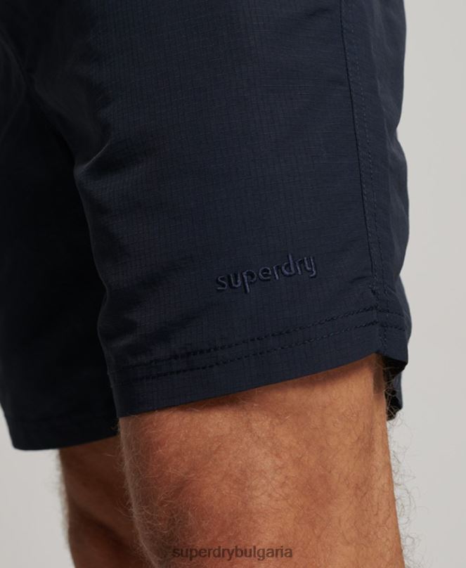 Superdry облекло N00H441 военноморски флот мъже рециклирани бански шорти ripstop