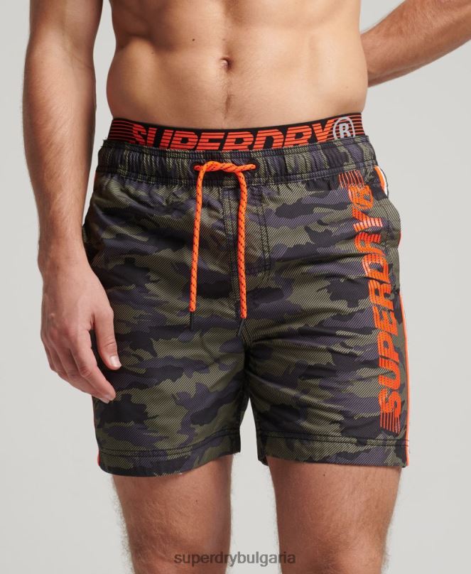 Superdry облекло N00H447 зелено мъже държавни плувни шорти за волейбол