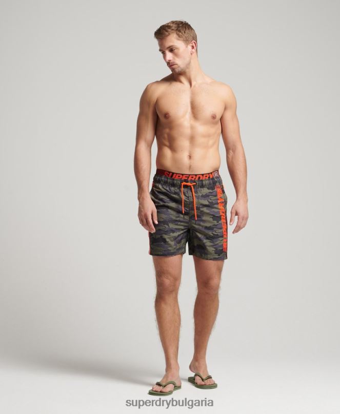 Superdry облекло N00H447 зелено мъже държавни плувни шорти за волейбол