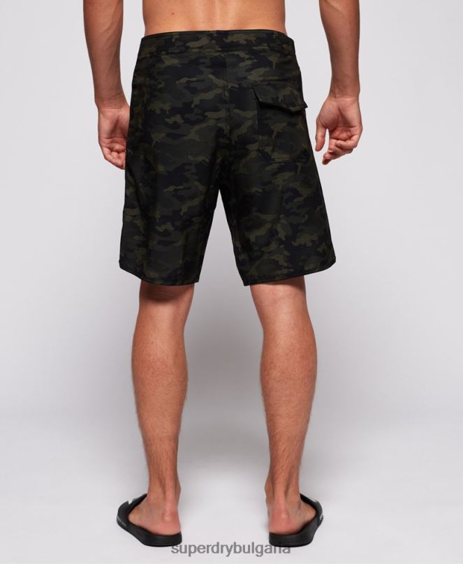 Superdry облекло N00H449 зелено мъже шорти за дъска за дълбоки води
