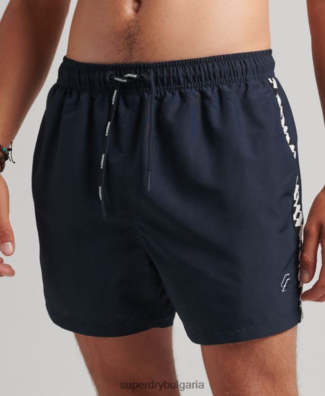 Superdry облекло N00H450 военноморски флот мъже лента 15 инча рециклирани бански шорти