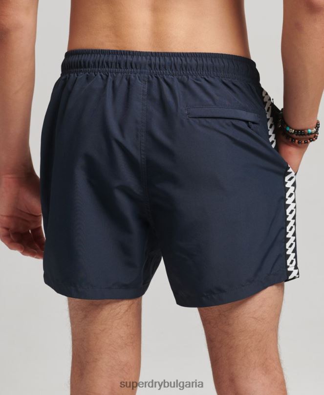 Superdry облекло N00H450 военноморски флот мъже лента 15 инча рециклирани бански шорти