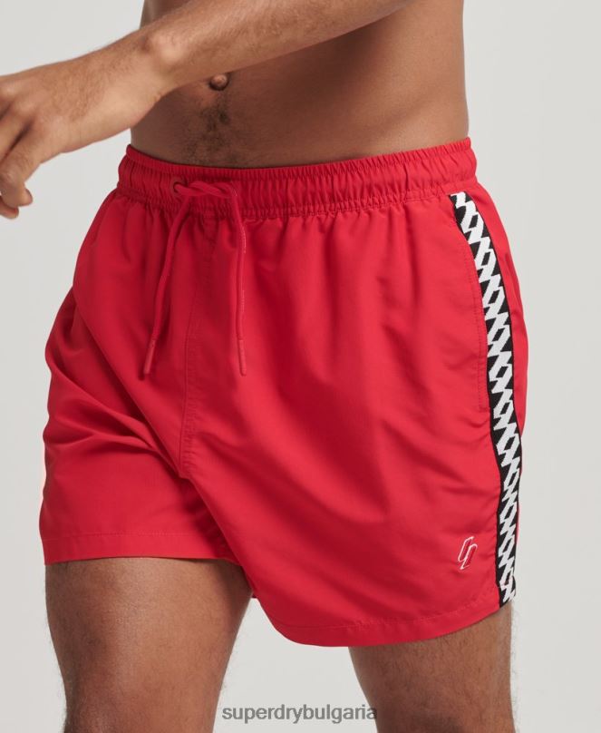 Superdry облекло N00H451 червен мъже лента 15 инча рециклирани бански шорти