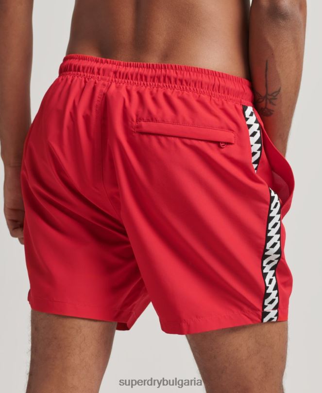 Superdry облекло N00H451 червен мъже лента 15 инча рециклирани бански шорти