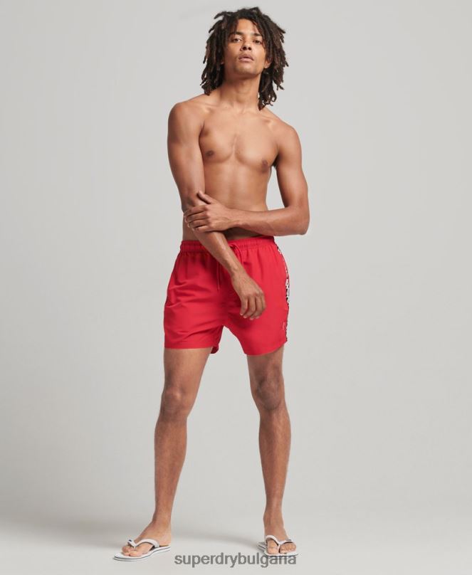 Superdry облекло N00H451 червен мъже лента 15 инча рециклирани бански шорти