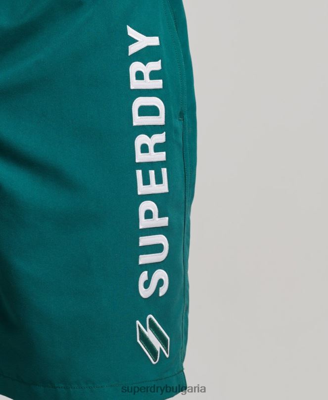 Superdry облекло N00H452 зелено мъже 19-инчови рециклирани бански шорти с апликация
