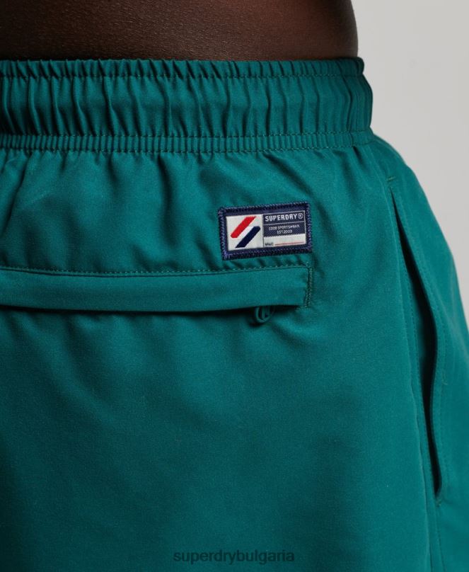 Superdry облекло N00H452 зелено мъже 19-инчови рециклирани бански шорти с апликация