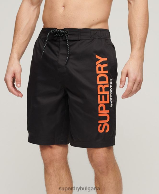 Superdry облекло N00H57 черен мъже спортно облекло рециклирани шорти