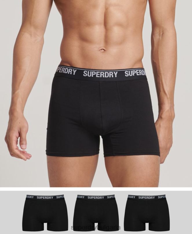 Superdry облекло N00H1597 черен мъже Боксери от органичен памук троен пакет