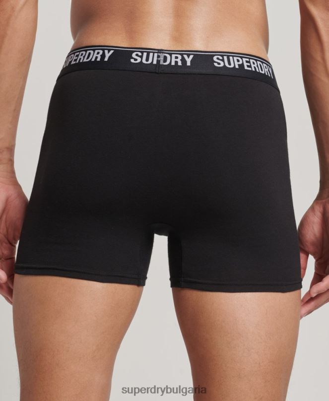 Superdry облекло N00H1597 черен мъже Боксери от органичен памук троен пакет