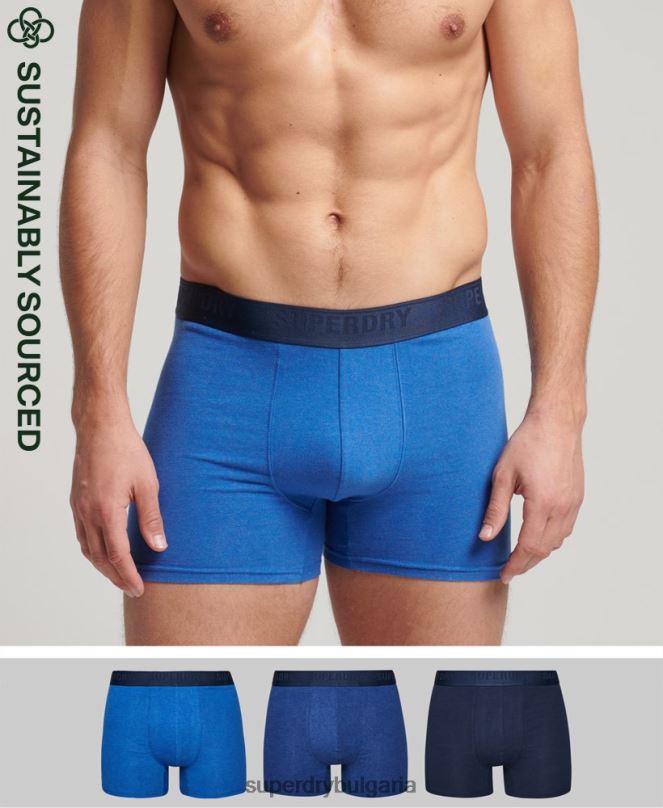 Superdry облекло N00H1598 син мъже органичен памук боксьор мулти троен пакет