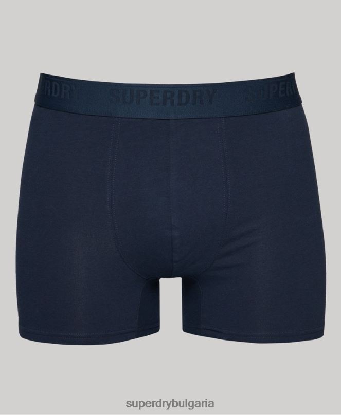 Superdry облекло N00H1600 военноморски флот мъже Боксери от органичен памук троен пакет