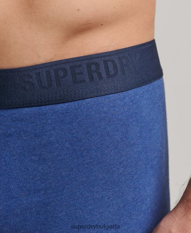 Superdry облекло N00H1606 син мъже органичен памук багажник тройна опаковка