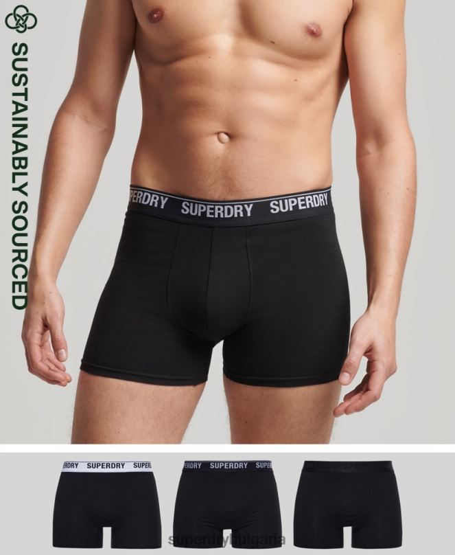 Superdry облекло N00H1613 черен мъже органичен памук боксьор мулти троен пакет